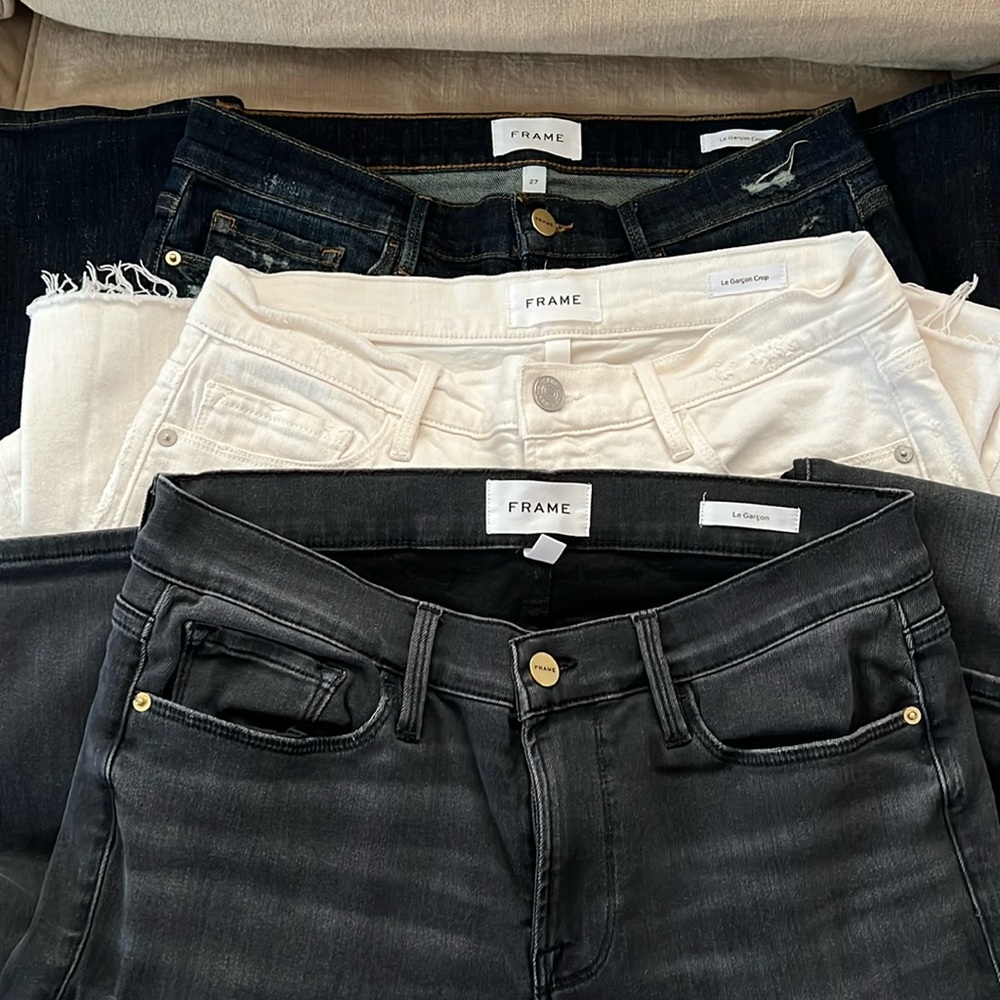 FRAME JEANS BUNDLE 3 Different washes 3 bottom edges - frayed, hemmed , cropped